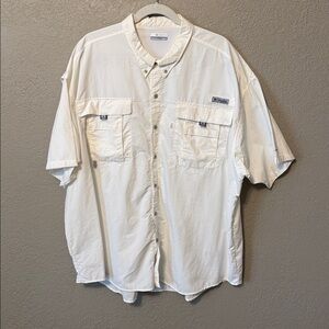 Columbia PFG Fishing Shirt Mens 3XL White Short Sleeve Vented Performance